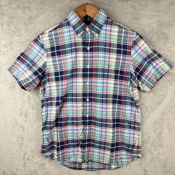 Ralph Lauren S/S Button Down Shirt Mens M Colorful Plaid Easter Wedding Casual - Picture 2 of 11